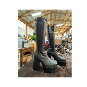 Aminugal Black Platform Knee-High Boots size 10